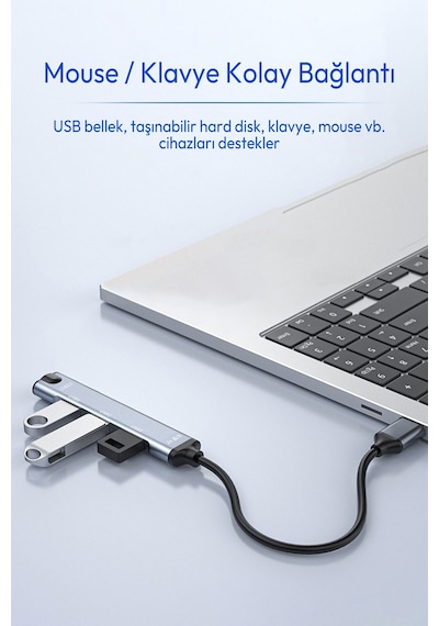 4 Port Usb Çoklayıcı Hub, Usb 2.0 Ve Usb 3.0 Destekli Otg Adaptör, Telefon Tablet Laptop Pc Uyumlu, Klavye Mouse Usb Bellek Hard Disk İçin 480mbps Tak Çalıştır N802