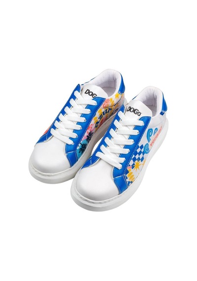 Kadın Vegan Deri Beyaz Sneakers - Azur Tasarım Çok Renkli