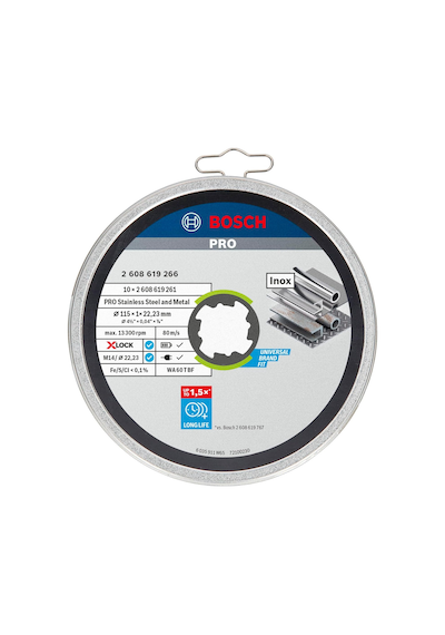 Professional 10 Adet Düz Kesme Diski Standart Inox, X-lock, Ø115 Mm, Delik Çapı: 22,23 Mm, Kal