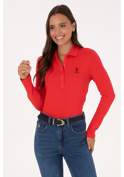 U.S. Polo Assn. Kadın Kırmızı Basic Polo Yaka Sweatshırt 50307755-VR030