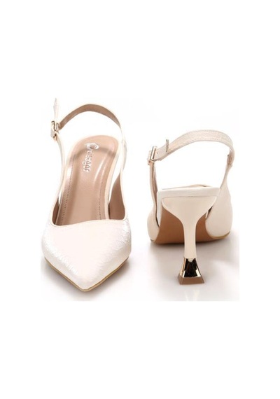 Pisagor Ps-32140 7 Cm Topuklu Kadın Stiletto Abiye Ayakkabı Krem