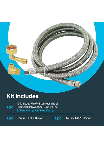 Bulaşık Makinesi Kurulum Kiti, 3/8 İnç Sıkıştırma, 3/8 İnç Mıp Dirsek, 3/4 İnç Fht Dirsek, 12 Ayak Örgülü Paslanmaz Çelik Bulaşık Makinesi Konnektörleri, 41058 Bulaşık Makinesi Kurulum Kiti, 3/8 İnç Sıkıştırma, 3/8 İnç Mıp Dirsek, 3/4 İnç Fht Dirsek, 12 Ayak Örgülü Paslanmaz Çelik Bulaşık Makinesi Konnektörleri, 41058