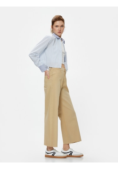Koton Geniş Kısa Paça Kot Pantolon Yüksek Bel - Sandra Jeans Bej 4sal40007mw 4SAL40007MW055 Ekru Koton Geniş Kısa Paça Kot Pantolon Yüksek Bel - Sandra Jeans Bej 4sal40007mw 4SAL40007MW055 Ekru