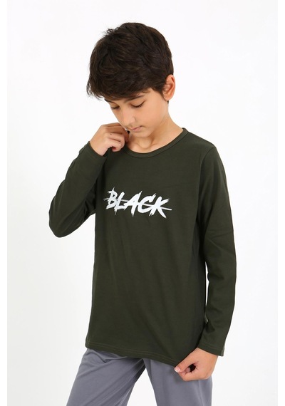 Akbeniz Erkek Çocuk Uzun Kol Penye Pijama Takım 20437 Haki