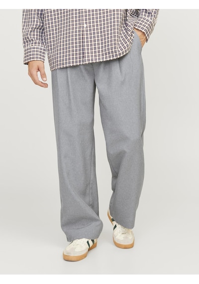 Jack & Jones Erkek Pileli Genis Kesim Pantalon - Bill - 12266756 Light Grey Melange Gri Melanj