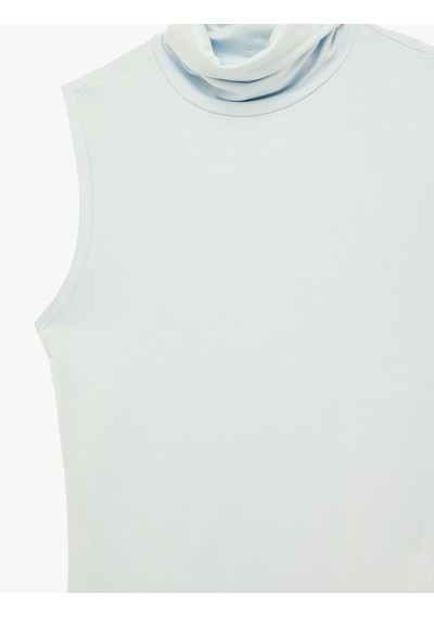 Koton Slim Fit Kolsuz Dik Yaka Viskon Bluz Mavi 6sak70005pk Mavi