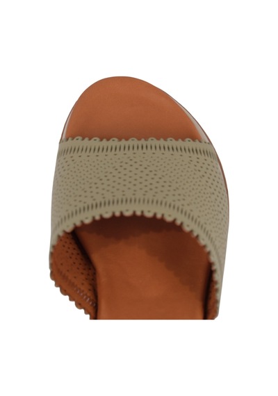 Napa Shoes Kadın Lazer Kesimli Perfore Düz Taban Rahat Terlik Napa-1204 Yeşil