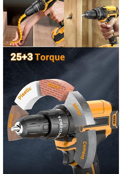 Staxx Power St582 25+3 Seri Çift Akülü Şarjlı Matkap +32 Parça