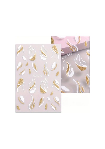 Parla - Altın Gümüş Parıltılı 3d Fransız Çizgili Yapışkan Sticker Tırnak Sanatı Dövmesi Süsü