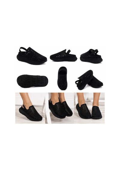 N Napa Shoe Np.9557.siyah Taşlı Napa Shoe Siyah Taşlı Kadın Sandalet / Sabo Terlik