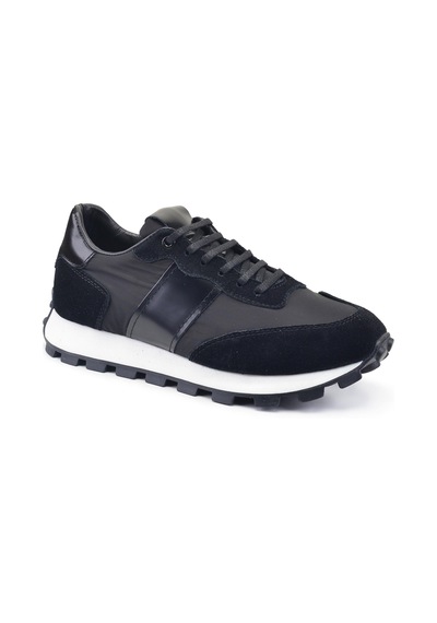 Siyah Bağcıklı Sneaker -20612--siyah Süet - Açma - Tekstil Çok Renkli