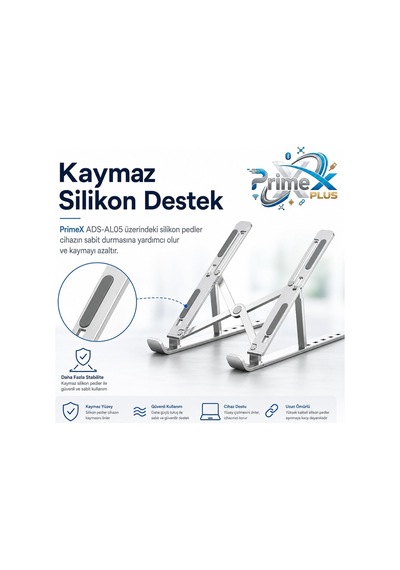 Lexroo Ads-al05 Alüminyum Ayarlı Laptop Standı, Macbook Uyumlu Notebook Yükseltici Tutucu