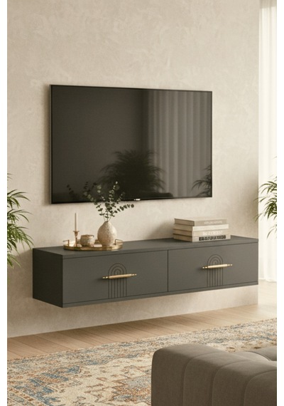 Tda1215a - İda120 Duvara Montaj Tv Stand, Tv Rafı, Tv Sehpası Antrasit 120cm