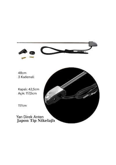 Japon Tip Yan Direk Nikelajlı Oto Anten BR0040104