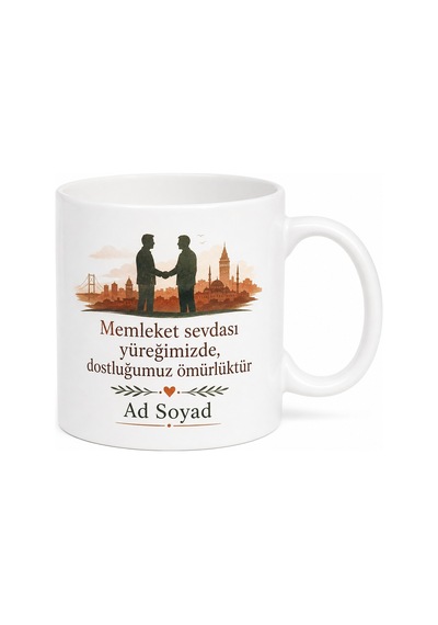 Hemşehri Dostluğu Yazılı Kupa Bardak Özel Tasarım Hediye Bardak Beyaz / Çok Renkli