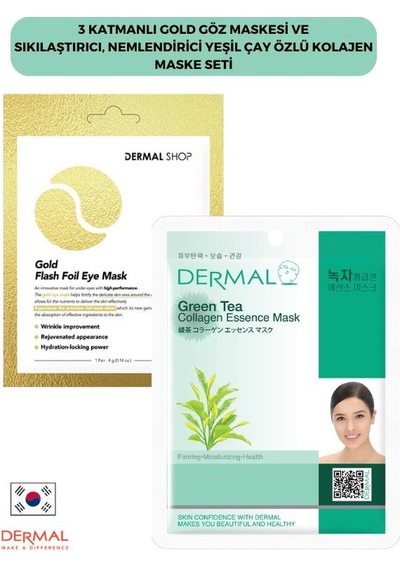 Dermal 3 Katmanlı Gold Göz Maskesi + Yeşil Çay Özlü Kolajen Maskesi 23 G