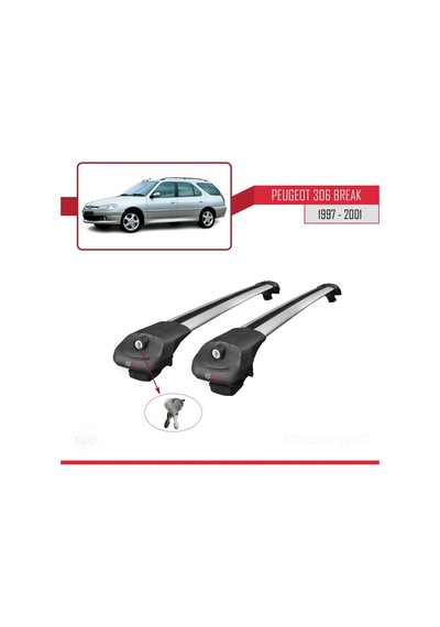 Peugeot 306 Estate 1997-2001 Arası İle Uyumlu Ace-1 Ara Atkı Tavan Barı Gri