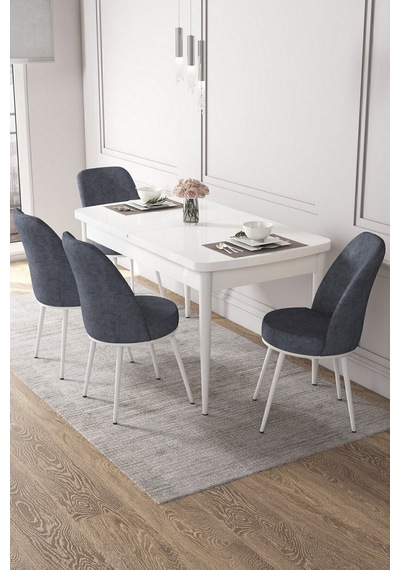Canisa Kor Serisi 70x114 Açılabilir Mutfak Masası Takımı Beyaz Masa 4 Füme Sandalye Masa Beyaz Sandalyeler Füme Canisa Kor Serisi 70x114 Açılabilir Mutfak Masası Takımı Beyaz Masa 4 Füme Sandalye Masa Beyaz Sandalyeler Füme