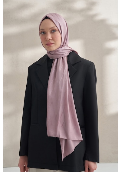 Armanda Krep Jakar Prizma Desen Şal - 70 X 190 Sisli Pudra