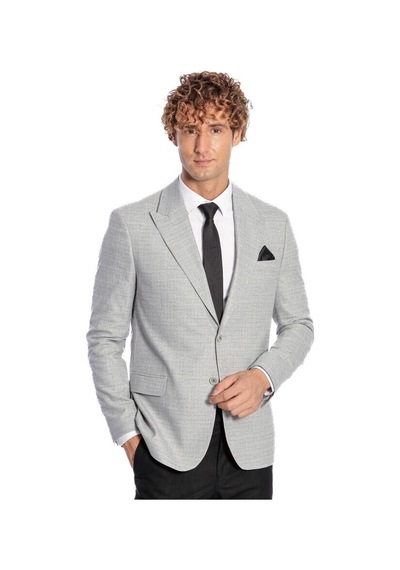Wessi Desenli Slim Fit Gri Erkek Ceket 001