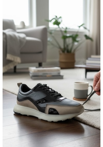 Enoch Erkek Casual Sneaker - Hakiki Deri Detaylı Hafif Taban Günlük Yürüyüş Ayakkabısı Gri