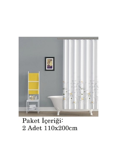 Tropik Home-daisy Papatya-çift Kanatlı Banyo Duş Perdesi 110x200 Yeşil