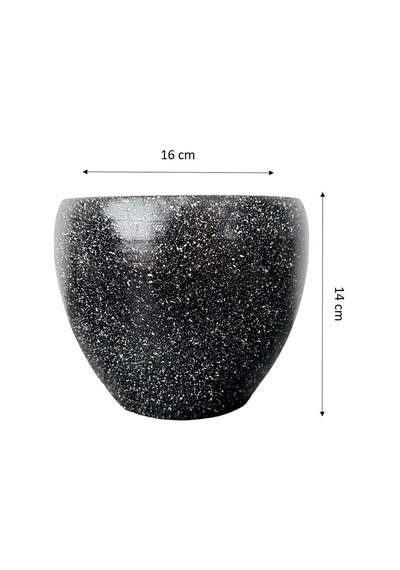 Bitki Tasarımı Ev Dekorasyon Siyah Granit Toprak Saksı Saksılık Salon Çiçeklik - 15 Cm Belirtilmemis