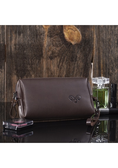Elitaş Deri Hakiki Deri El Çantası Clutch Çanta Portföy Çanta Organizer Clutch Kahverengi Acı Kahverengi
