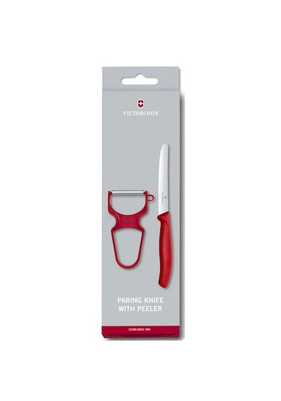 Victorinox 6.7111.23 Swiss Classic Soyma Bıçağı + Soyacak 2li Set, Kırmızı