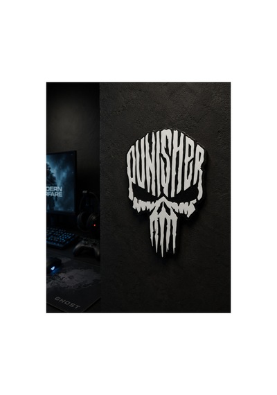 Punisher Logolu Standart Duvar Dekoru / Oyuncu Odası Aksesuarı
