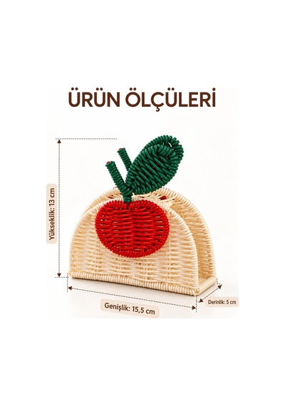 Örme Masaüstü Peçetelik Dekoratif Rattan Peçetelik Beyaz