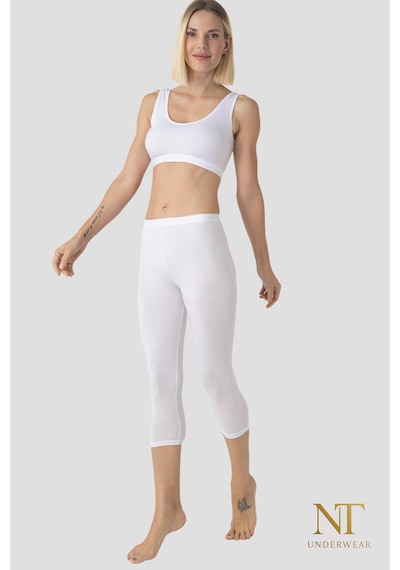Nt Underwear Kadın Bambu Kapri Tayt Hafif, Rahat, Terletmeyen Beyaz