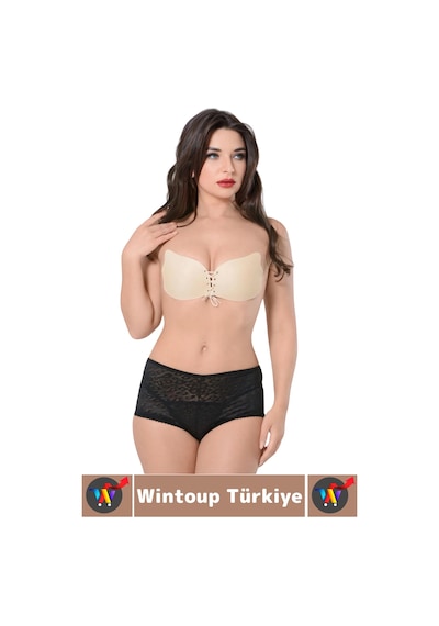 Wintoup Gündelik İz İç Göstermez Elastik Kaydırmaz Toparlayıcı Doğal Görünüm Yapışkan Kelebek Sütyen 3 Adet Ten