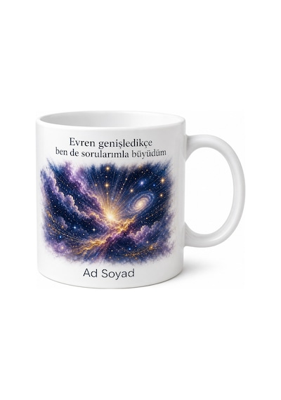 Astrofizikçi Işık Yılı Yıldız Doğumu Evrenin Genişlemesi Baskılı Porselen Kupa Hediye Beyaz / Çok Renkli
