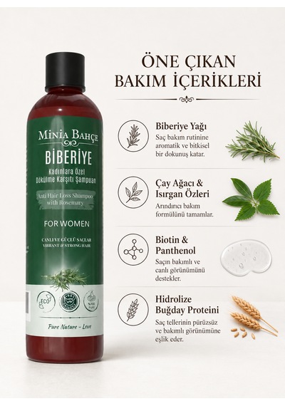 Biberiye Şampuan Biberiye Yağı, Biotin Ve Panthenol İçeren Saç Ve Saç Derisi Bakım Şampuanı, 400 Ml Zayıf - Yıpranmış