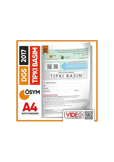 2017 DGS Sayısal - Sözel ÖSYM Tıpkı Basım Çıkmış Soru Deneme Kitapçığı (Video Çözümlü Türkiye Geneli)