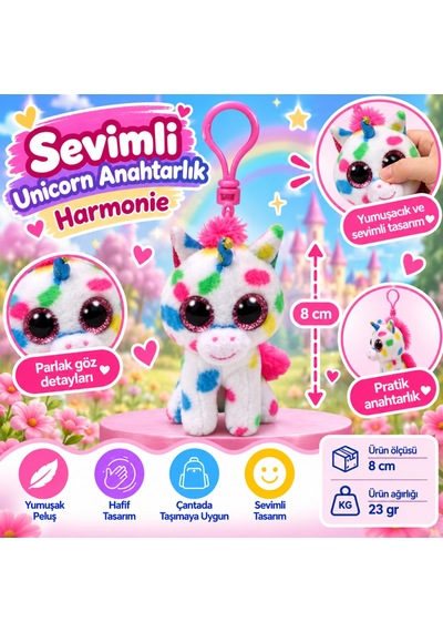 Ty Beanie Boos Peluş Unicorn Anahtarlık Harmonie Nhr