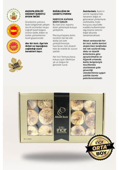 Kuru İncir Marsilya Kapama Dizim 1000g Aydın İnciri Ab Coğrafi İşaretli 1 KG