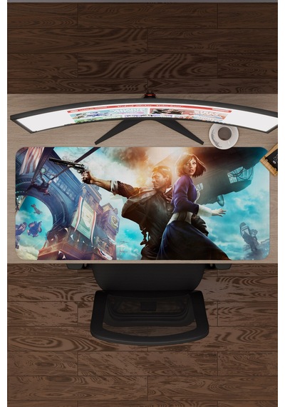 Bioshock Kaymaz Dikişli Kauçuk Oyuncu Mousepad V1 - 90x40 Xxl Gaming Mouse Pad Fare Altlığı