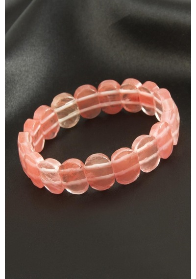 Oval - 478 - Kesim Pembe Kuvars - Glblseme - Doğaltaşlı Bileklik