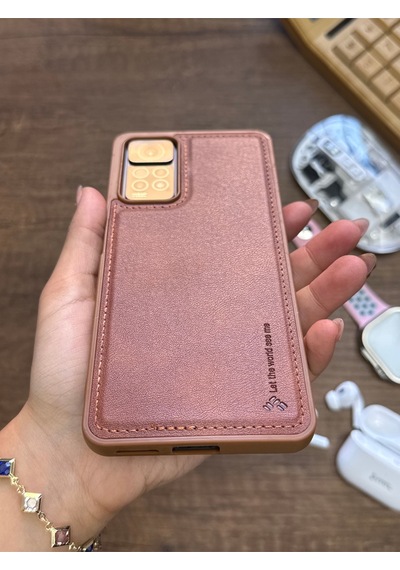 Redmi Note 11 Pro 4g Uyumlu Premium Deri Dokulu Darbelere Karşı Dayanıklı Nazal Silikon Kılıf Kahverengi