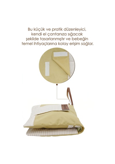 Bebek Alt Açma Bakım Çantası, Anne Bebek Organizeri, Yıkanabilir, Kir Tutmaz, Junior Serisi, Bej Bej