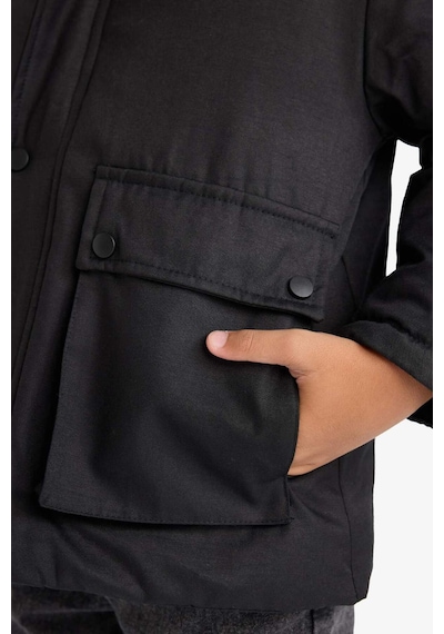 Defacto Erkek Çocuk Polo Yaka Çıtçıt Kapamalı Mont D5903a825aubk27 Siyah
