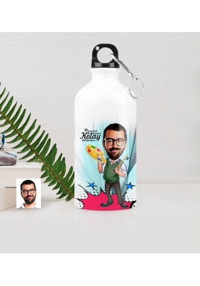 Kişiye Özel Bay Ressam Karikatürlü Metal Suluk (500 Ml.) 1
