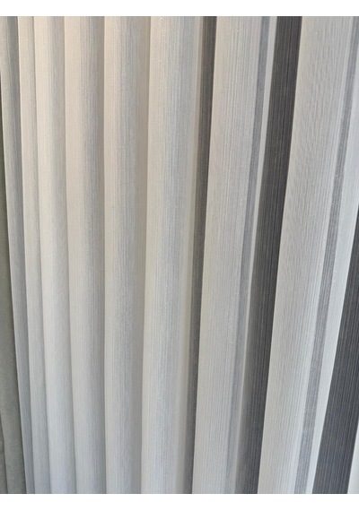 Simli Bambu 1-2 Seyrek Pile Tül Perde, Kırışmaz Ütü İstemez Gramajlı Simli Bambu Tül Perde Kırık Beyaz