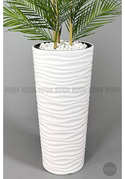 Biçiçek Yapay Areka Palmi̇yesi̇ 150 Cm 33 Yaprak Beyaz Kumsal Saksıda