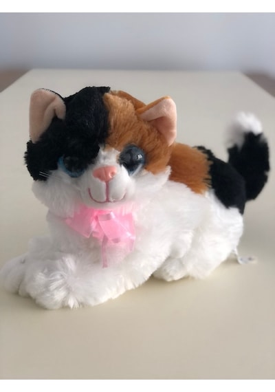Sesli Miyavlayan Peluş Kedi Oyuncak Hediyelik Uyku Arkadaşı 30 Cm Çok Renkli