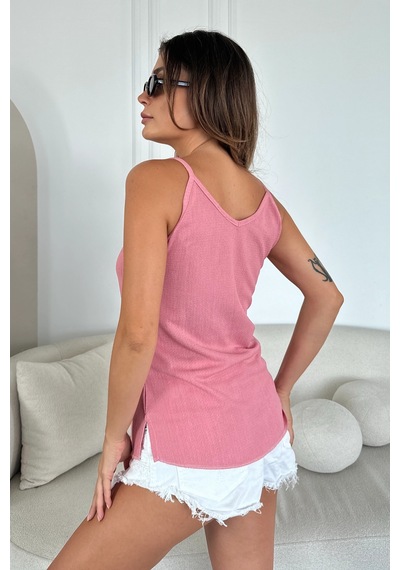 Bbbutikbasic Askılı Krinkıl Dokulu Bluz Y3617 Gül Kurusu