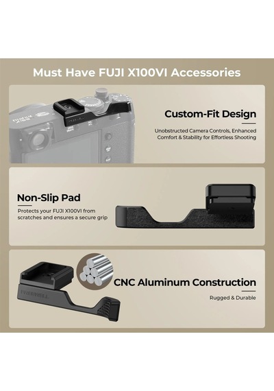 Freewell Fuji X100vı Thumb Grip With Cold Shoe Mount Siyah