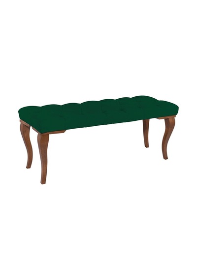 Gazzini Classic Torna Gürgen Ahşap Ayak Chester Model Kapitoneli Yeşil Puf Bench - Ceviz Ayak